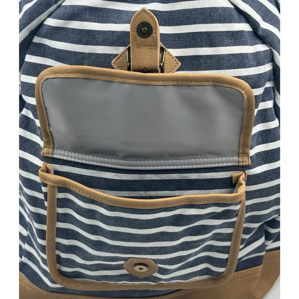Pottery Barn Teen Recycled Northfield Backpack Navy Striped 18x13x6.7 New $90